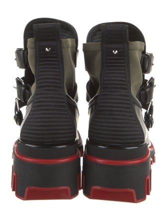 Christian Louboutin Neoprene Leather Trim Embellishment Hiking Boots