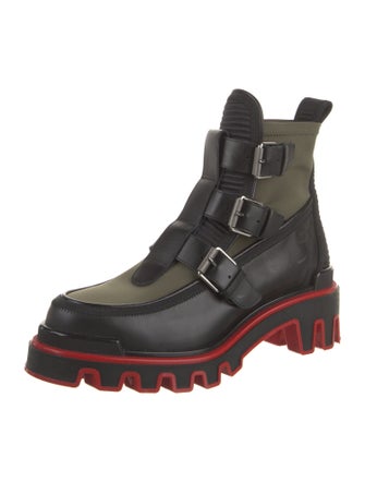 Christian Louboutin Neoprene Leather Trim Embellishment Hiking Boots
