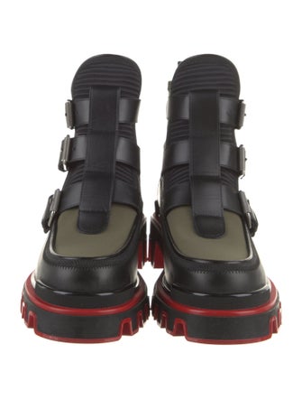 Christian Louboutin Neoprene Leather Trim Embellishment Hiking Boots
