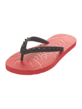 Christian Louboutin Rubber Studded Accents Flip Flops