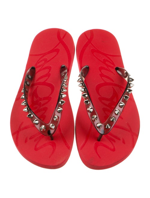 Christian Louboutin Rubber Studded Accents Flip Flops