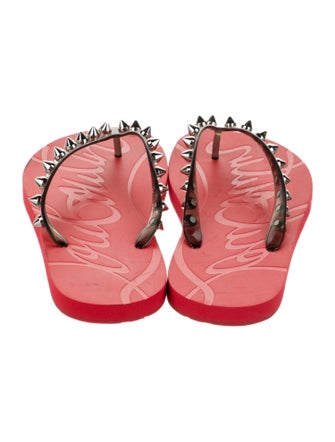 Christian Louboutin Rubber Studded Accents Flip Flops
