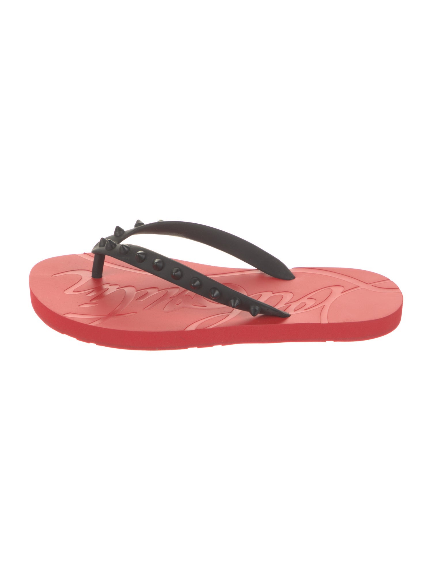 Christian Louboutin Rubber Studded Accents Flip Flops