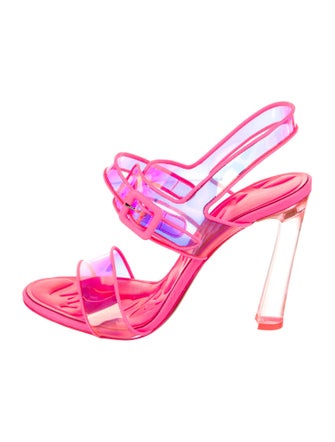 Christian Louboutin PVC Leather Trim Embellishment Slingback Sandals