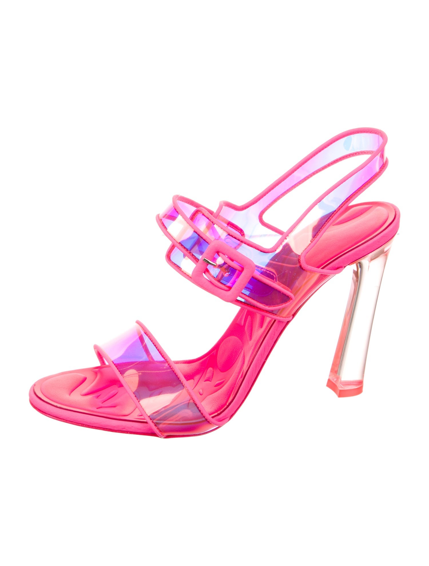 Christian Louboutin PVC Leather Trim Embellishment Slingback Sandals