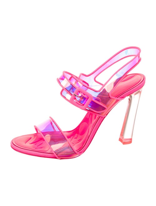 Christian Louboutin PVC Leather Trim Embellishment Slingback Sandals