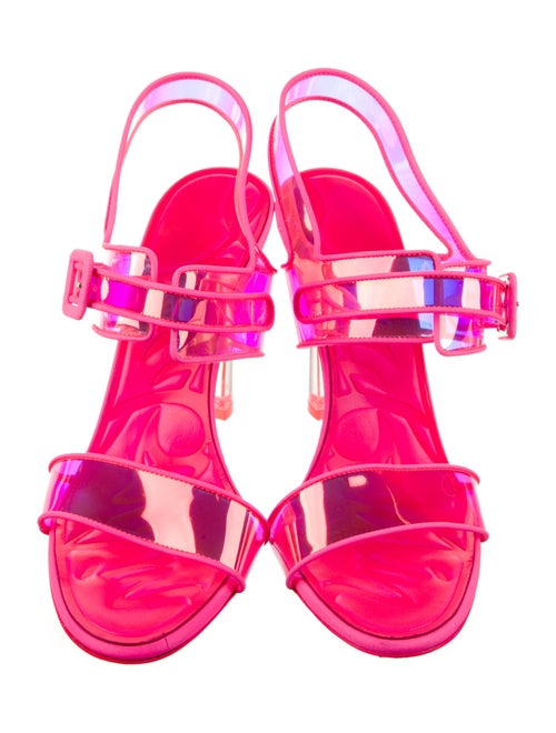 Christian Louboutin PVC Leather Trim Embellishment Slingback Sandals