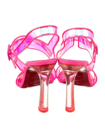 Christian Louboutin PVC Leather Trim Embellishment Slingback Sandals