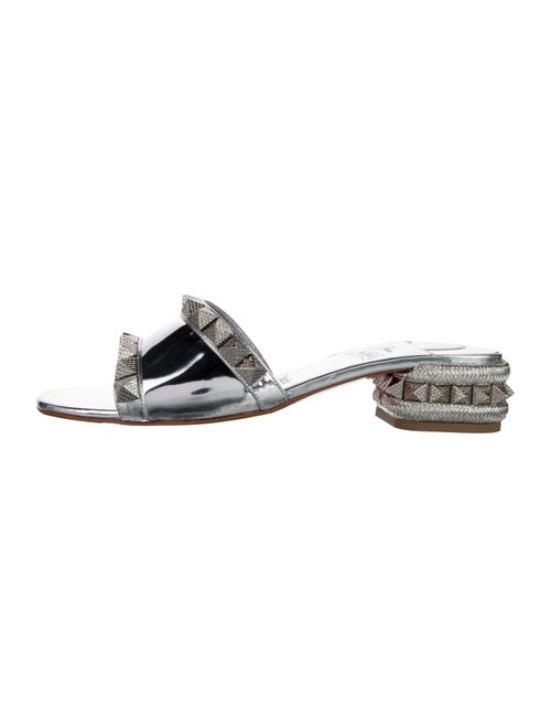 Christian Louboutin Patent Leather Studded Accents Slides