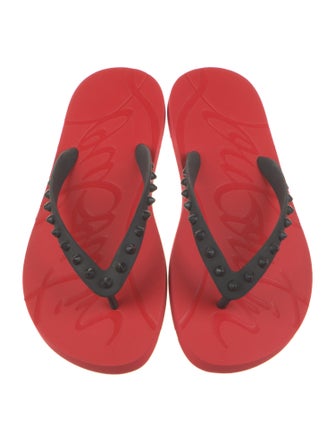 Christian Louboutin Rubber Studded Accents Flip Flops