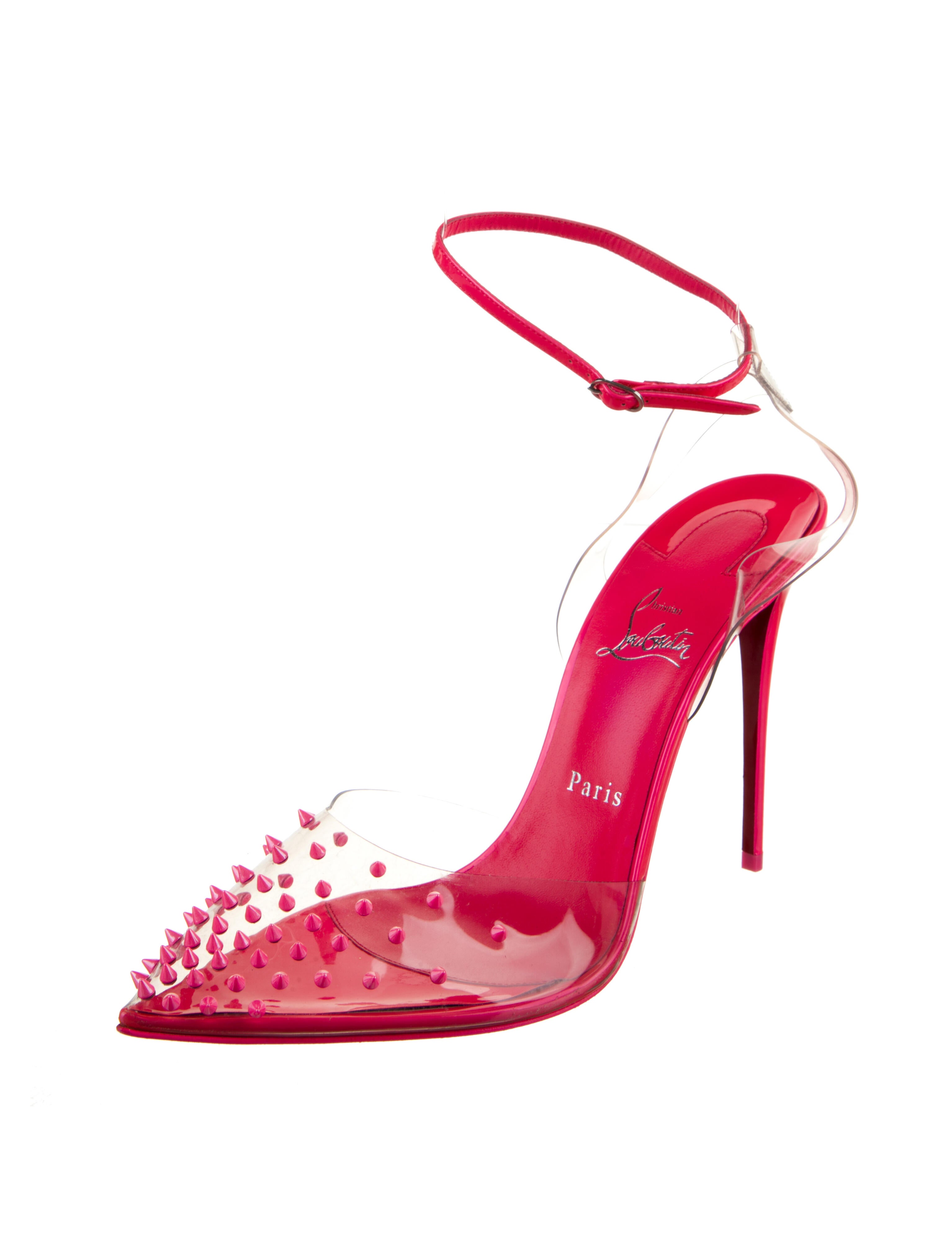 Christian Louboutin Spike Accents PVC Slingback Pumps