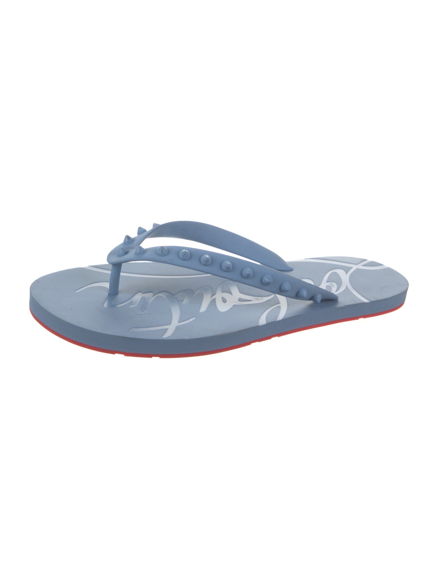 Christian Louboutin Spike Accents Rubber Flip Flops