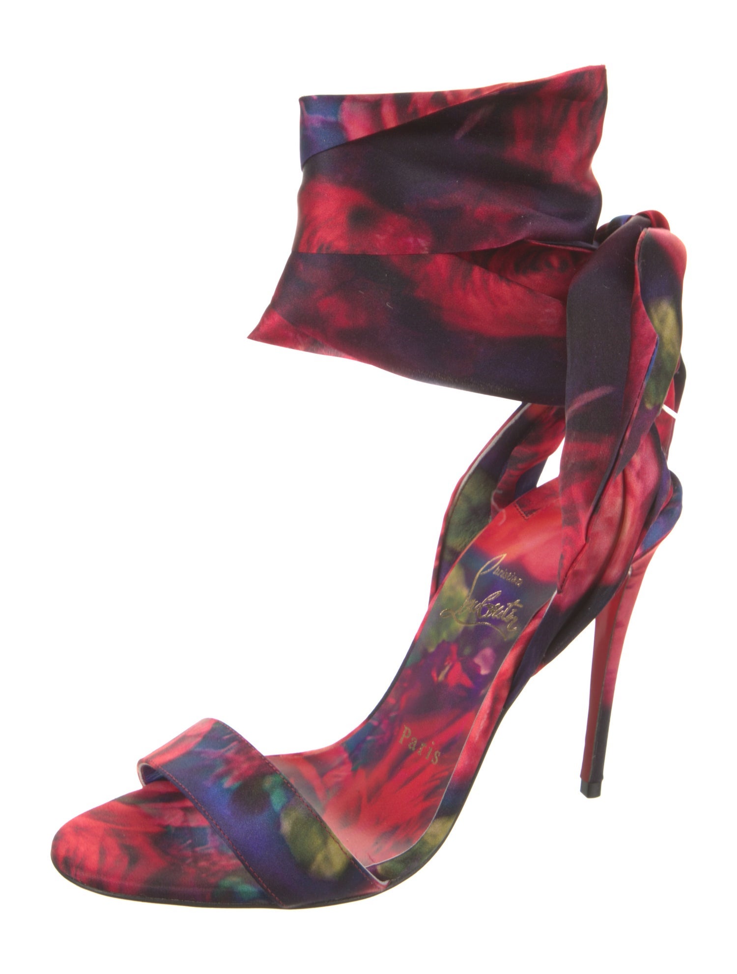 Christian Louboutin Silk Tie-Dye Print Sandals
