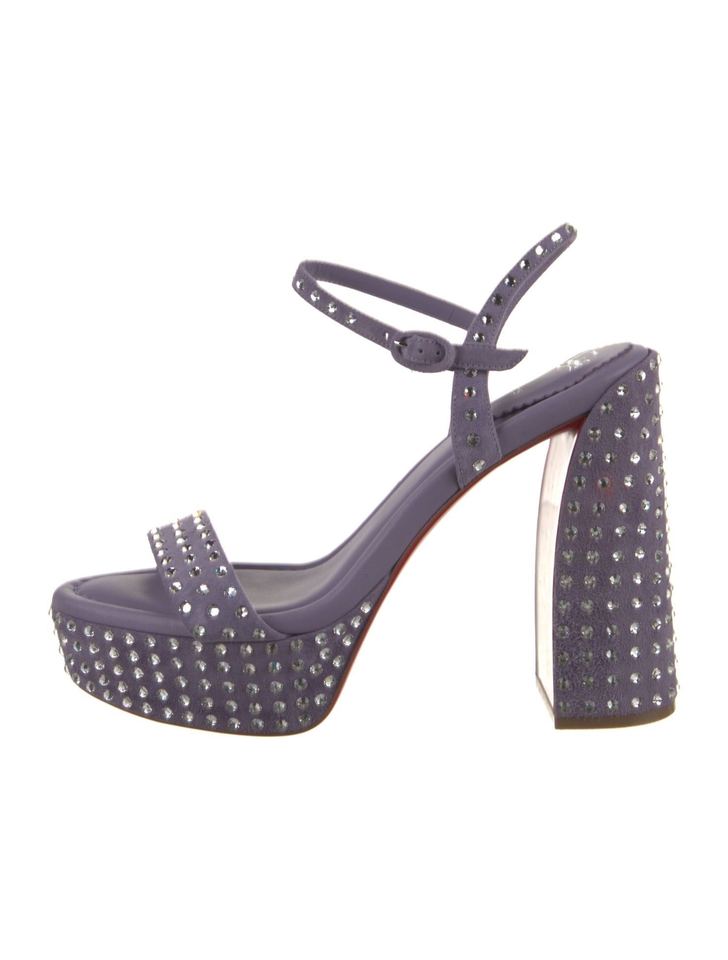 Christian Louboutin Suede Crystal Embellishments Sandals