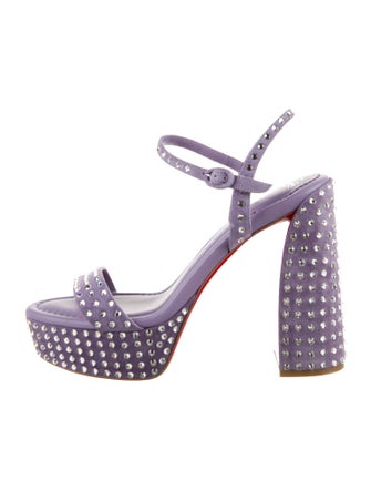 Christian Louboutin Suede Crystal Embellishments Sandals