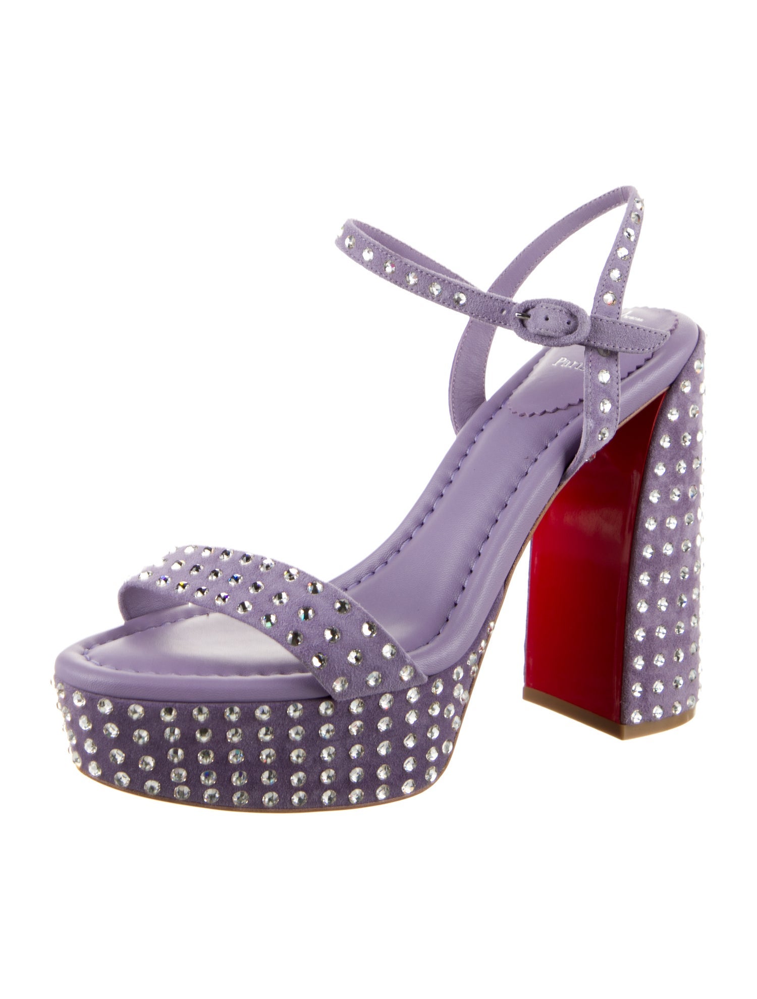 Christian Louboutin Suede Crystal Embellishments Sandals