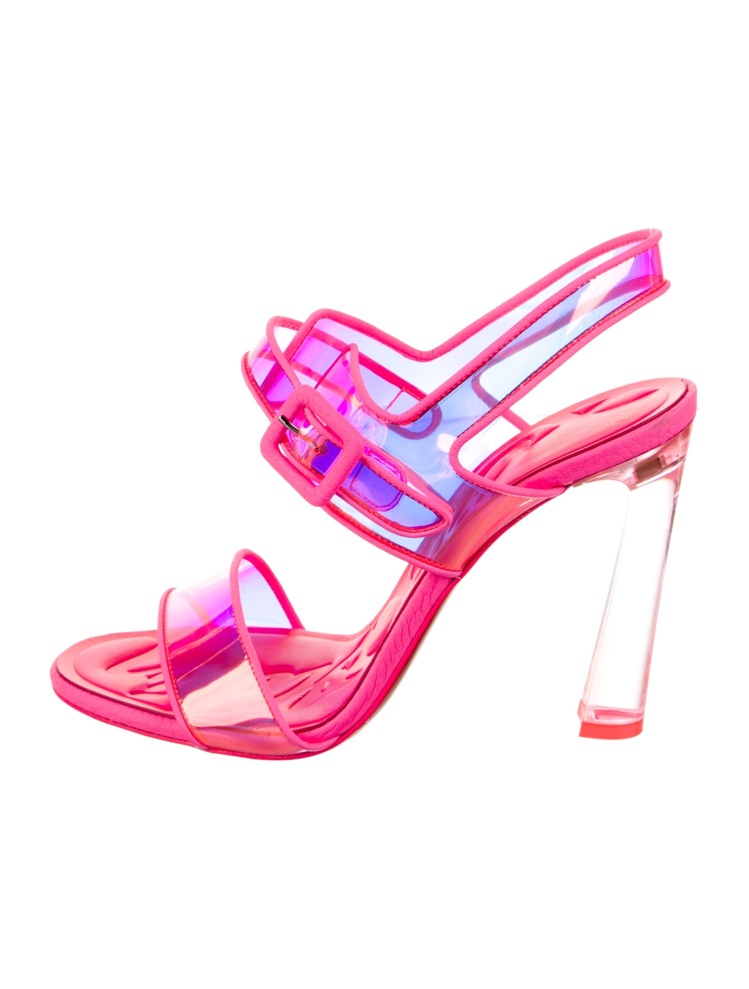 Christian Louboutin PVC Leather Trim Embellishment Slingback Sandals