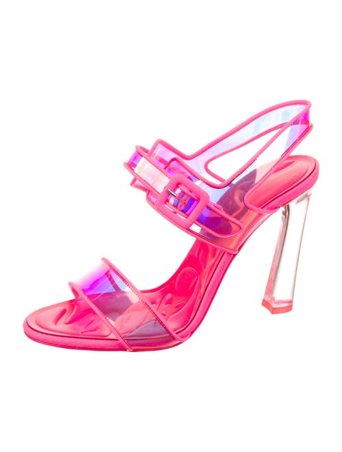 Christian Louboutin PVC Leather Trim Embellishment Slingback Sandals