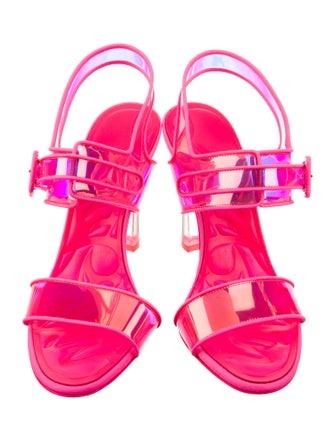 Christian Louboutin PVC Leather Trim Embellishment Slingback Sandals