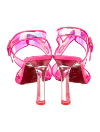 Christian Louboutin PVC Leather Trim Embellishment Slingback Sandals