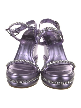 Christian Louboutin Leather Crystal Embellishments Slingback Sandals