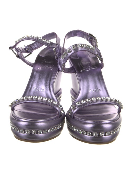 Christian Louboutin Leather Crystal Embellishments Slingback Sandals