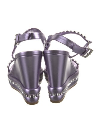 Christian Louboutin Leather Crystal Embellishments Slingback Sandals