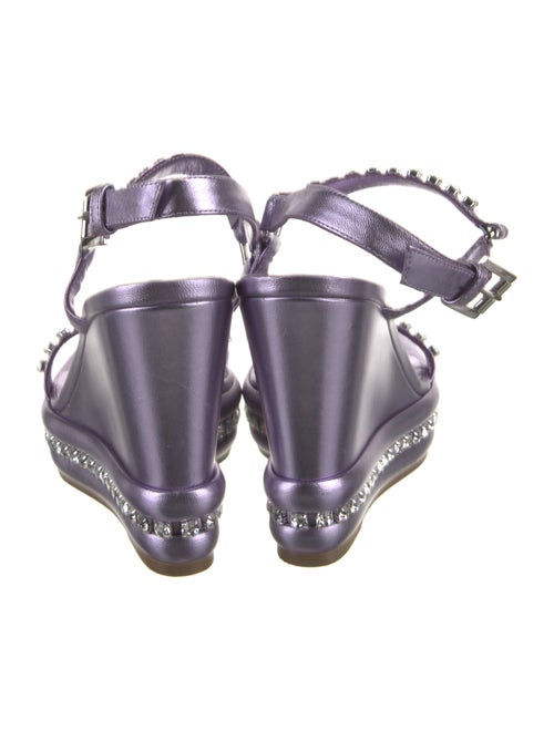 Christian Louboutin Leather Crystal Embellishments Slingback Sandals