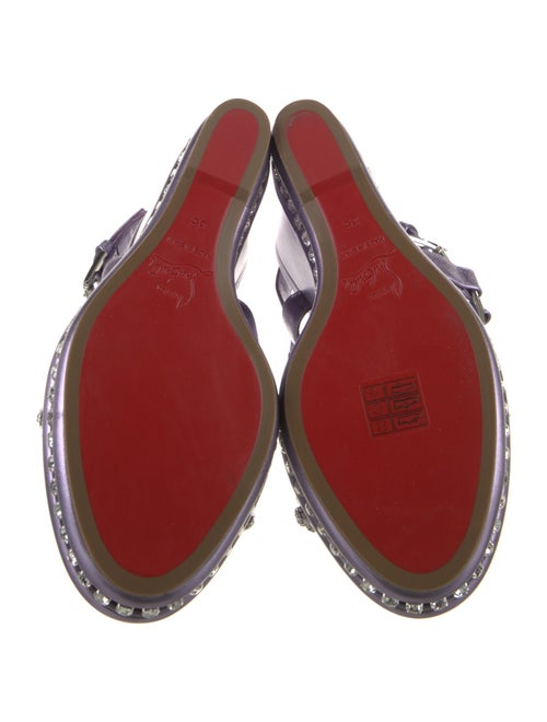 Christian Louboutin Leather Crystal Embellishments Slingback Sandals