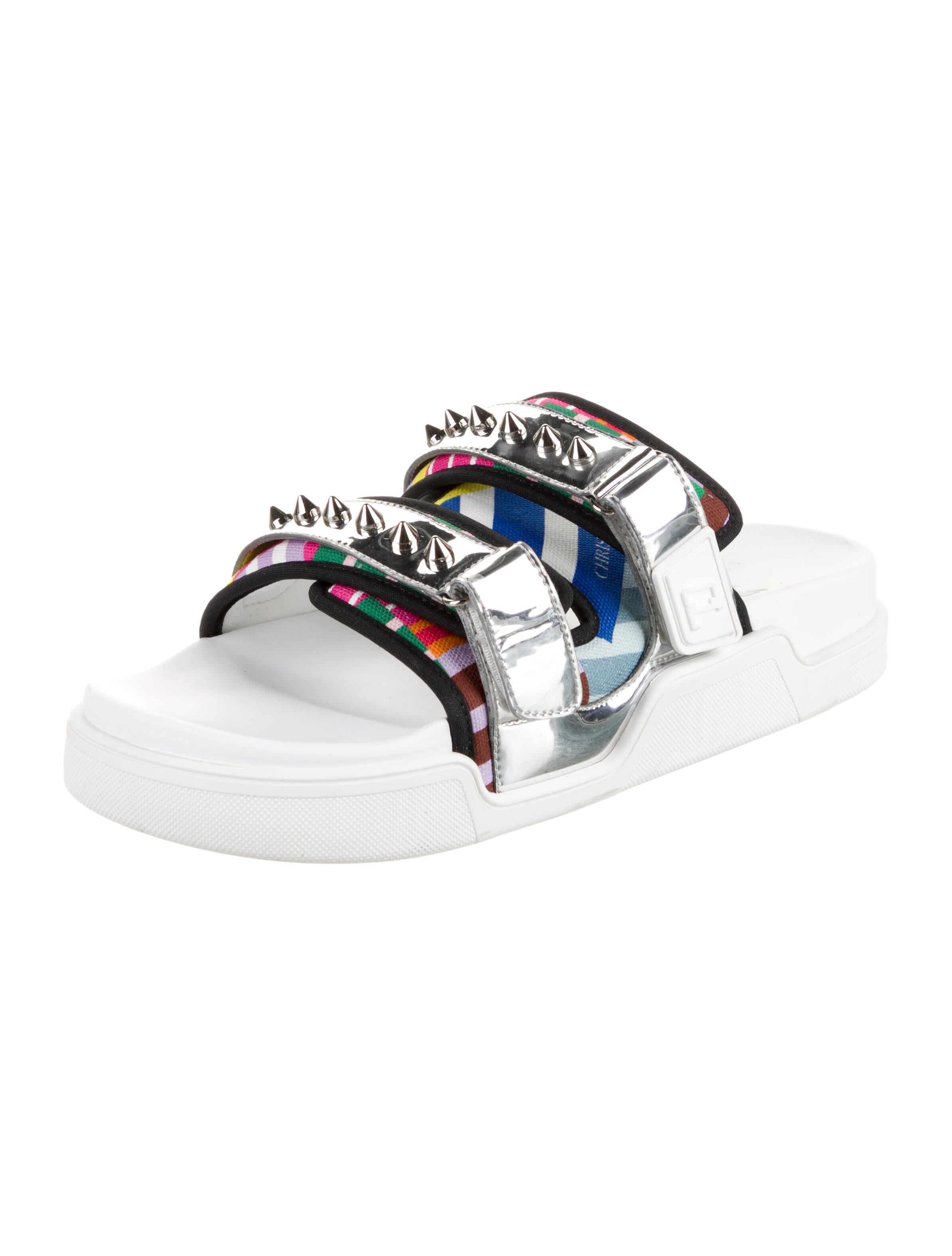 Christian Louboutin Patent Leather Striped Slides