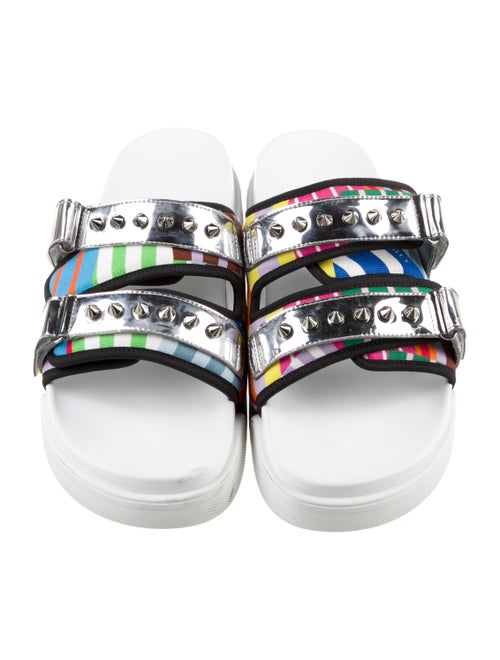 Christian Louboutin Patent Leather Striped Slides