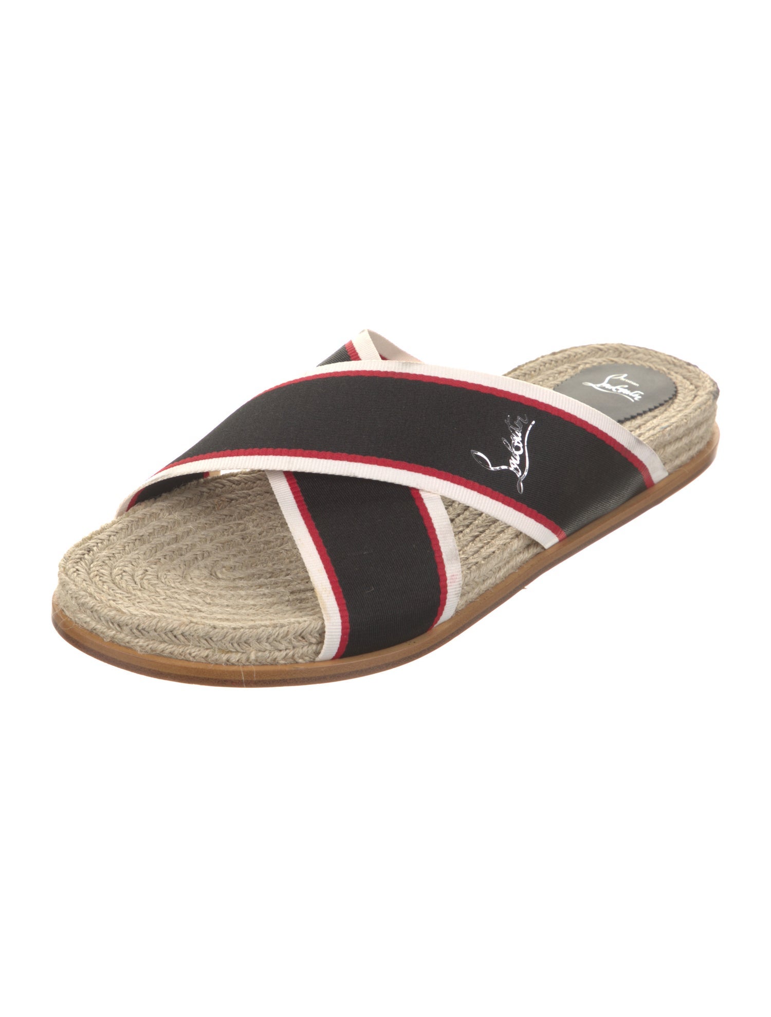 Christian Louboutin Canvas Colorblock Pattern Slides