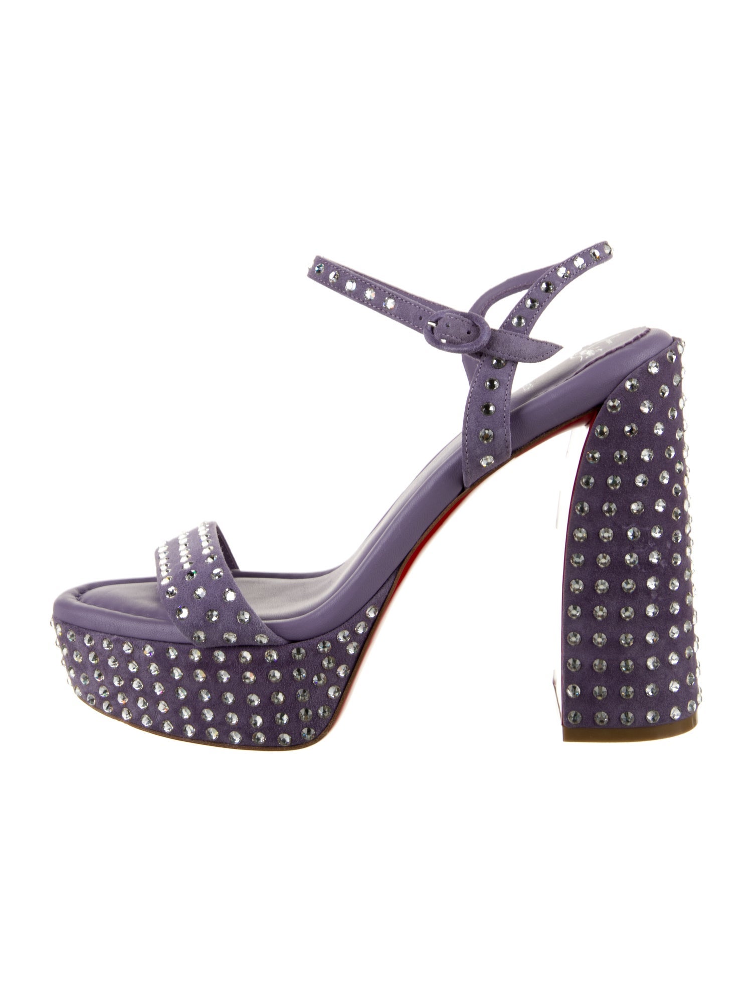 Christian Louboutin Suede Crystal Embellishments Slingback Sandals