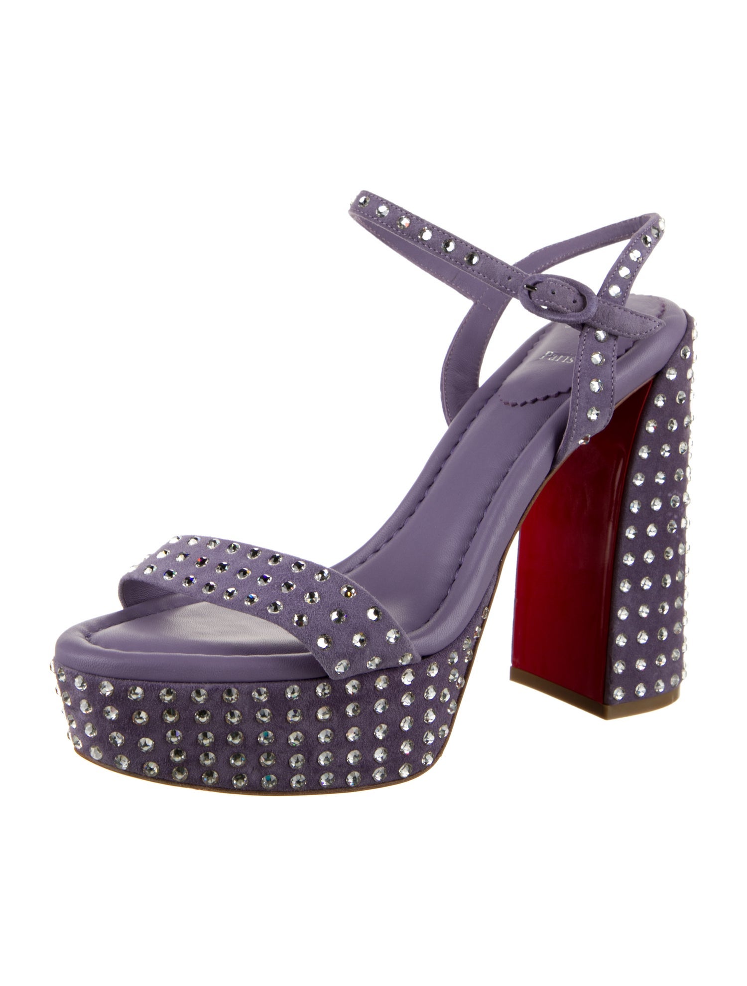 Christian Louboutin Suede Crystal Embellishments Slingback Sandals