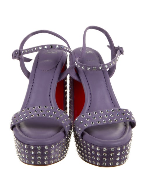Christian Louboutin Suede Crystal Embellishments Slingback Sandals