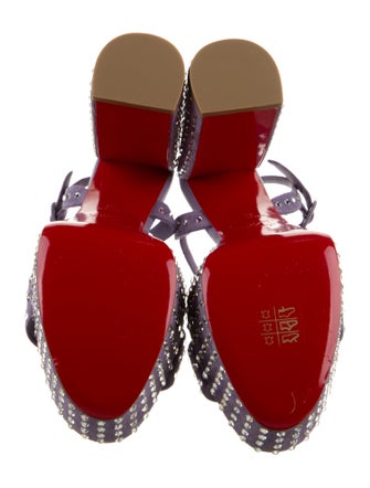 Christian Louboutin Suede Crystal Embellishments Slingback Sandals