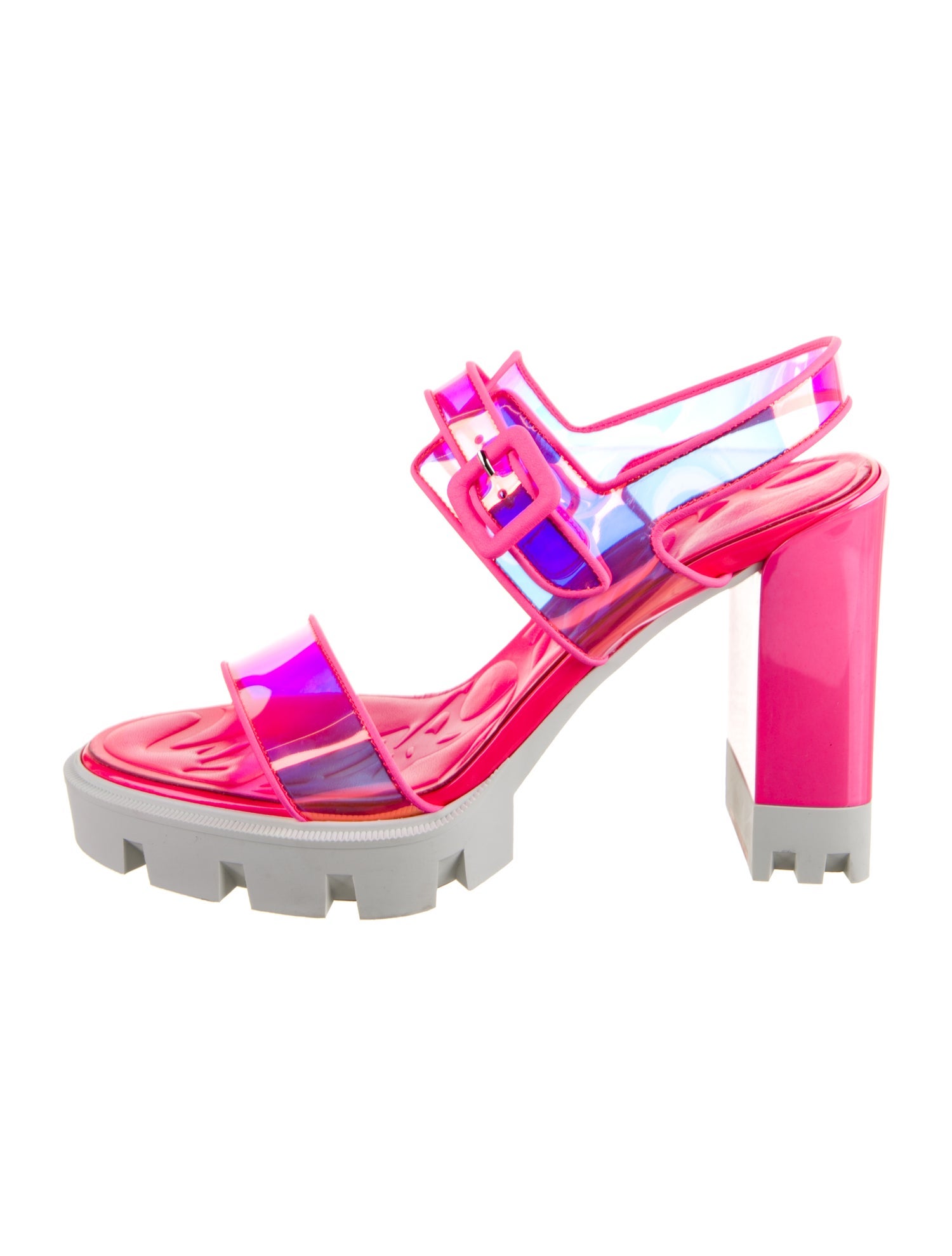 Christian Louboutin PVC Leather Trim Embellishment Slingback Sandals