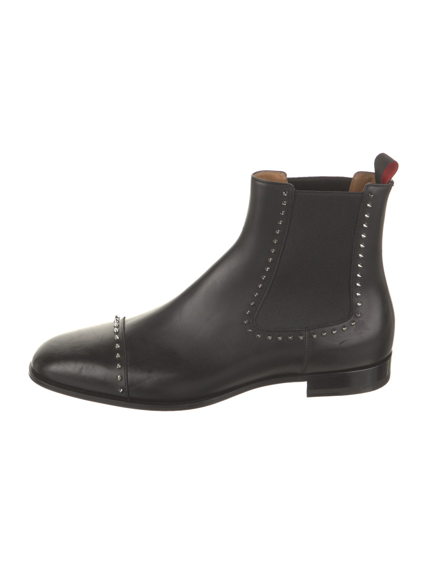 Christian Louboutin Leather Studded Accents Chelsea Boots