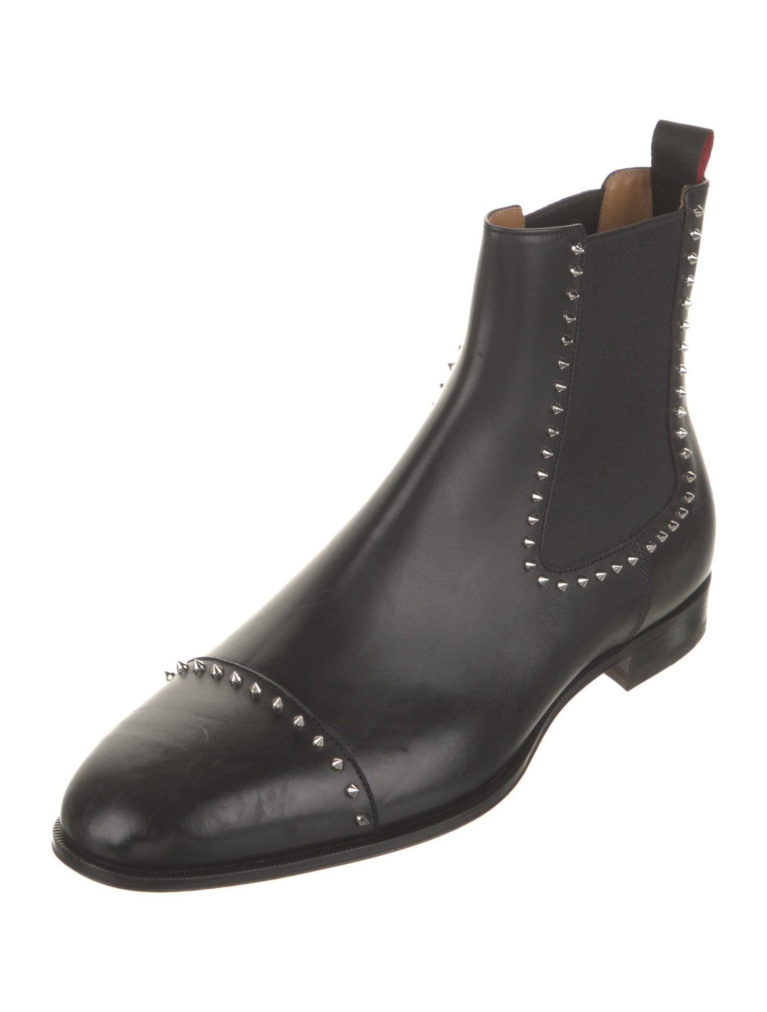 Christian Louboutin Leather Studded Accents Chelsea Boots