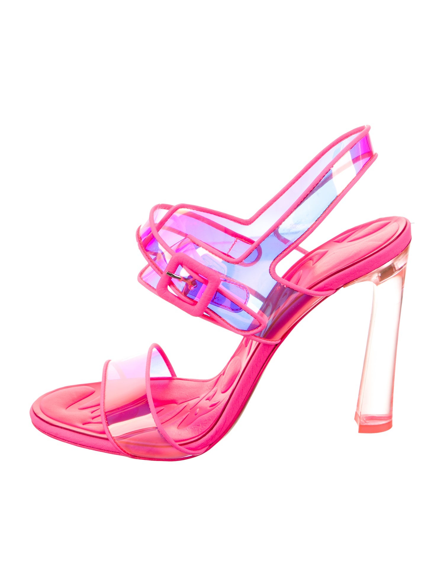 Christian Louboutin PVC Leather Trim Embellishment Slingback Sandals