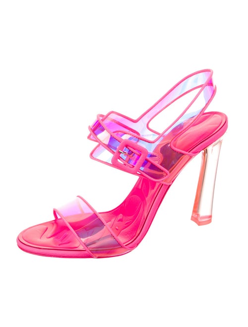 Christian Louboutin PVC Leather Trim Embellishment Slingback Sandals