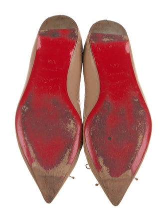 Christian Louboutin Leather Bow Accents Ballet Flats