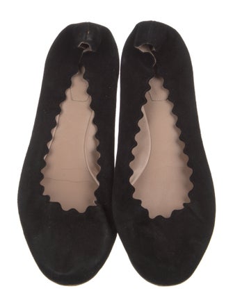 Chloé Suede Scalloped Accent Ballet Flats
