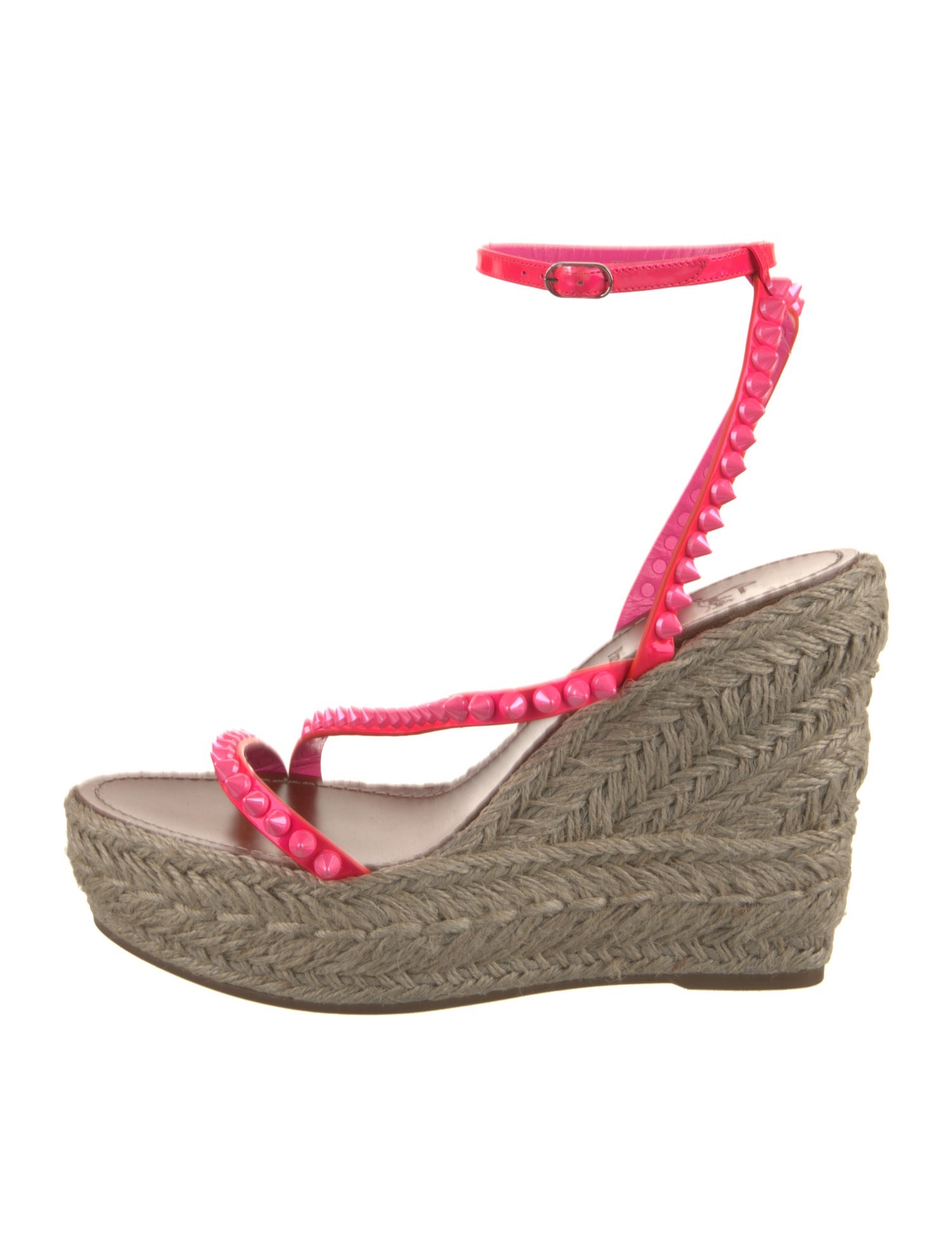 Christian Louboutin Spike Accents Patent Leather Espadrilles