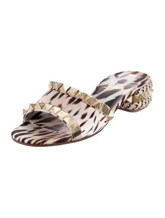 Christian Louboutin Canvas Animal Print Slides