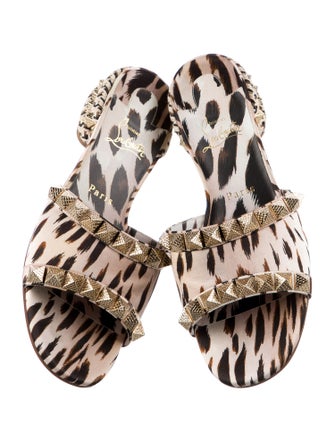 Christian Louboutin Canvas Animal Print Slides