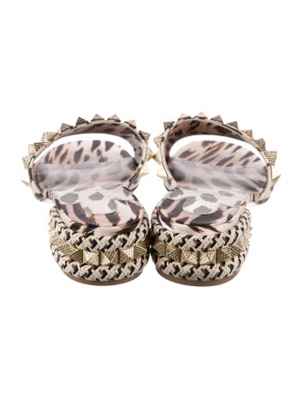 Christian Louboutin Canvas Animal Print Slides