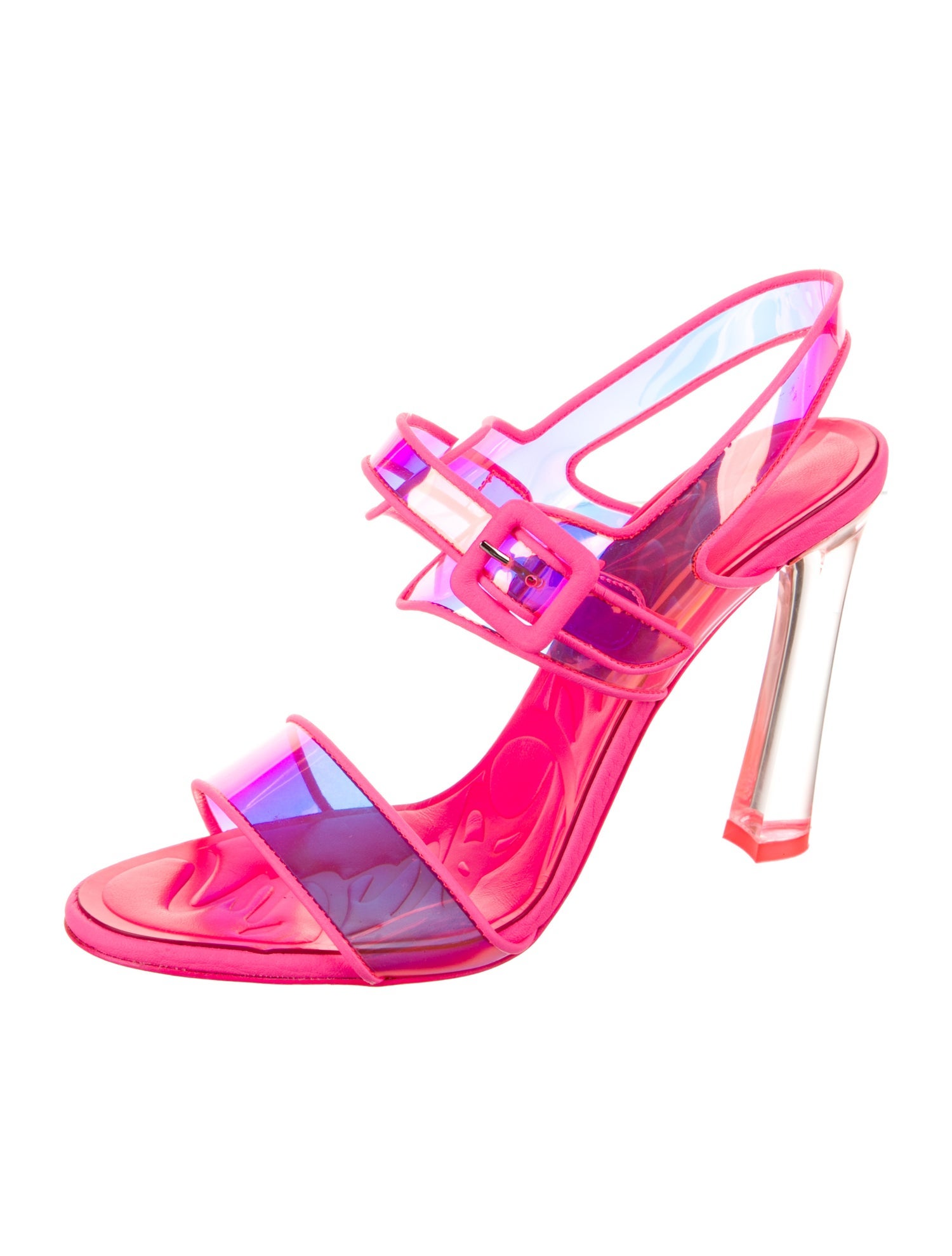 Christian Louboutin PVC Leather Trim Embellishment Slingback Sandals