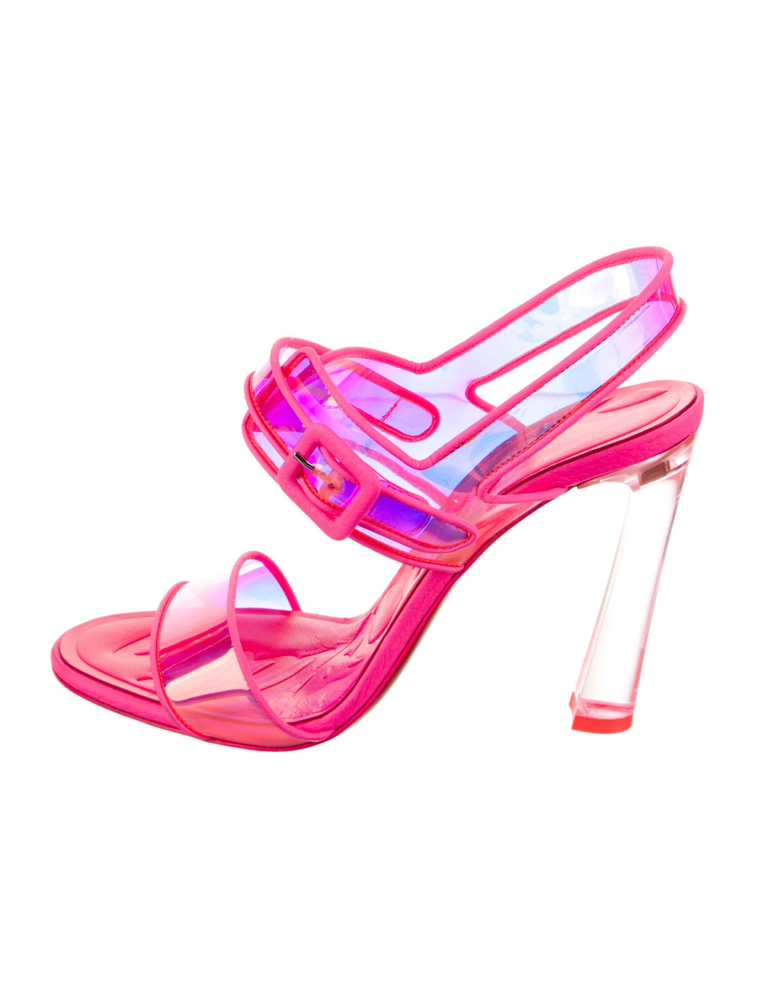 Christian Louboutin PVC Leather Trim Embellishment Slingback Sandals