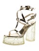 Christian Louboutin Patent Leather Crystal Embellishments T-Strap Sandals